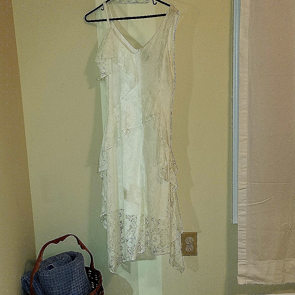 TAYLOR Vintage style layered ivory lace dress.